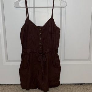 Aerie linen romper with tie waist